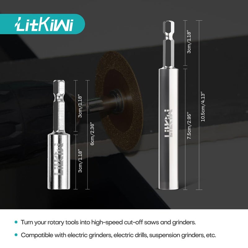 LitKiwi قرص قطع زجاج صغير، شفرة قطع ألماس رقيقة جداً بسمك 1 مم، مع 2 قطعة من عمود سداسي 1/4 بوصة، لقطع الزجاج، اليشم، الكريستال، السيراميك وغيرها. - Image 5